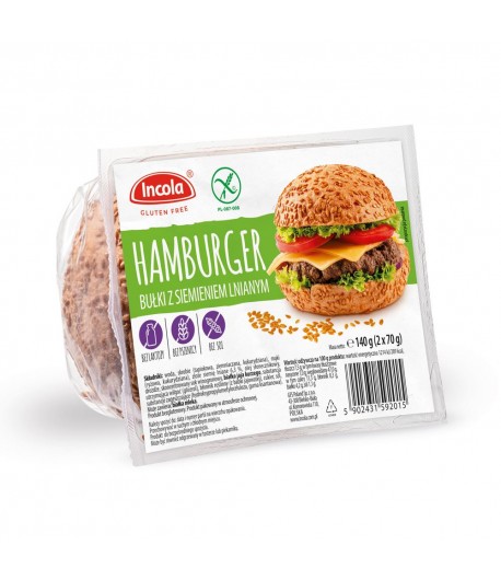 Bułki do hamburgerów z siemieniem lnianym bezglutenowe - INCOLA 140 g (2x70g)