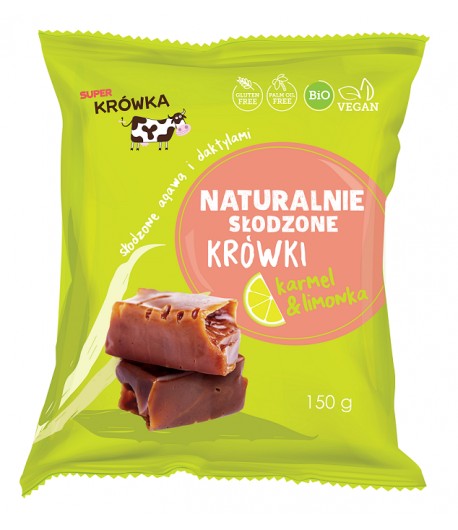 Krówki o smaku Karmelu i Limonki bezmleczne bezglutenowe BIO - me GUSTO (super KRÓWKA) 150 g