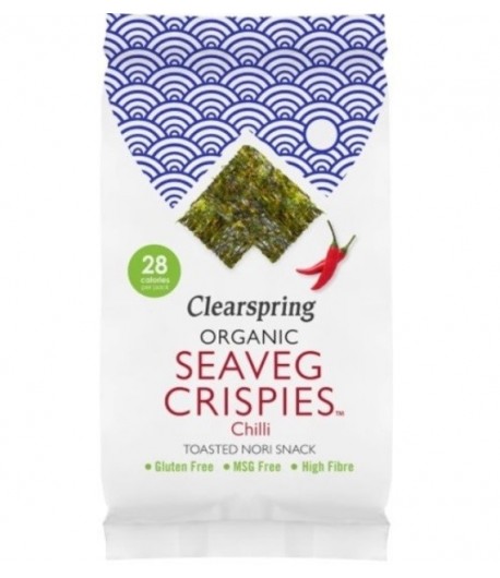 Chipsy  z alg morskich o smaku chili Seaveg bezglutenowe BIO - Clearspring 4 g