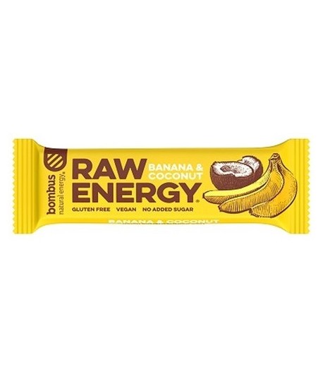 Baton RAW ENERGY banan-kokos bezglutenowy - bombus 50 g