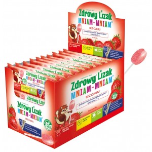 Zdrowy Lizak Mniam-Mnam o smaku truskawkowym z witaminą D i C bezglutenowy - STARPHARMA (6g) 1 szt.