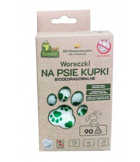 Woreczki na psoe kupki biodegradowalne 6 rolek po 15szt. - Froggy 90 szt.