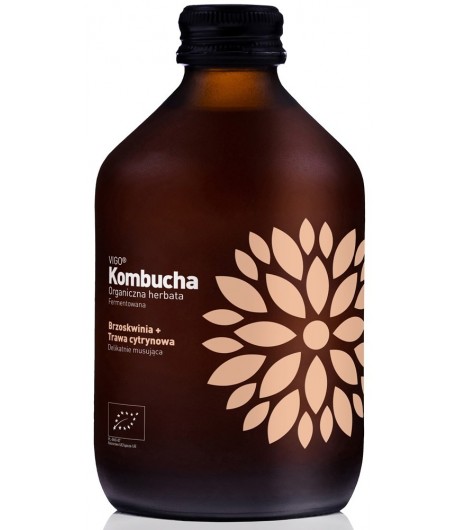 Kombucha z Brzoskwinią i Trwą cytrynową bezglutenowa BIO - VIGO 330 ml
