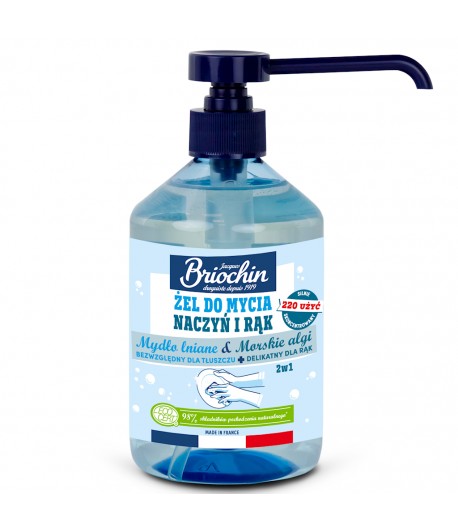 Żel do mycia naczyń i rąk na bazie Mydła Lnianego i Alg morskich ECO - Jacques Briochin 500 ml