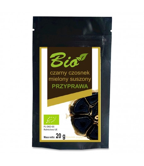 Czarny czosnek mielony suszony bezglutenowy BIO - PRZETWORY Z NATURY 20 g