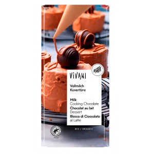 Czekoladowa Kuwerura Mleczna do gotowania BIO - VIVANI 150 g