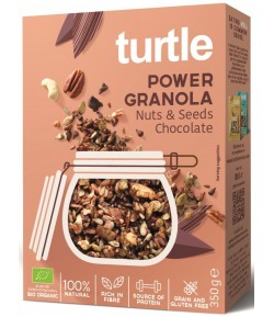 Granola czekoladowo - orzechowa z nasionami bezglutenowa BIO - TURTLE 350 g