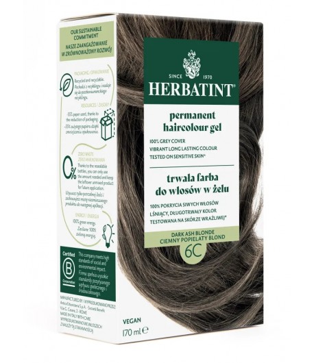 Trwała Farba Herbatint 6C Ciemny Popielaty Blond (seria popielata)