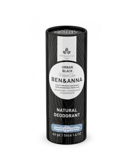 URBAN BLACK Naturalny dezodorant na bazie sody w kartonowym sztyfcie - BEN&ANNA 40g