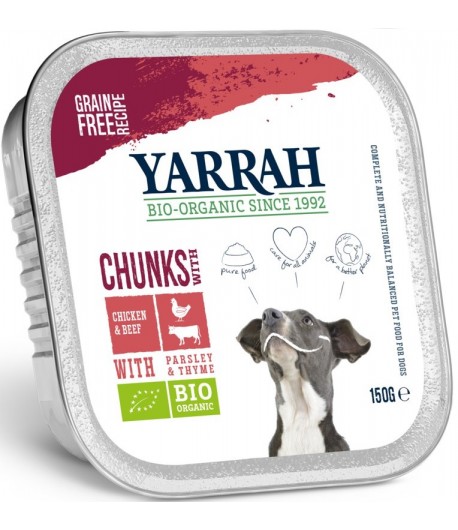 Kawałki kurczaka z wołowiną BIO (dla psa) - YARRAH 150 g