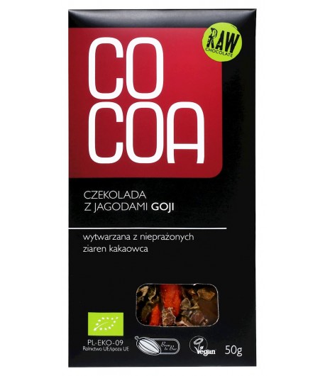 Czekolada surowa z JAGODAMI GOJI BIO - COCOA 50g
