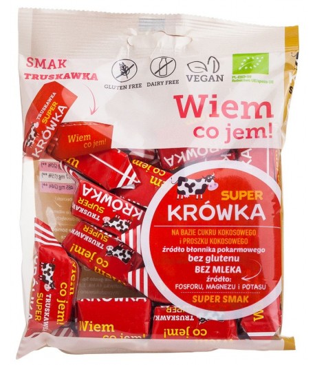 Krówki truskawkowe bezmleczne bezglutenowe BIO - me GUSTO (super KRÓWKA) 150 g