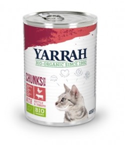 Kawałki kurczaka i wołowiny z pomidorem i pokrzywą BIO (dla kota dorosłego) - YARRAH 405 g