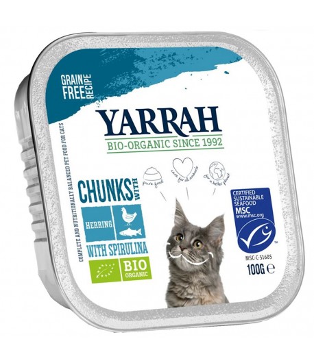 Kawałki kurczaka i ryby ze spiruliną BIO (dla kota) - YARRAH 100 g